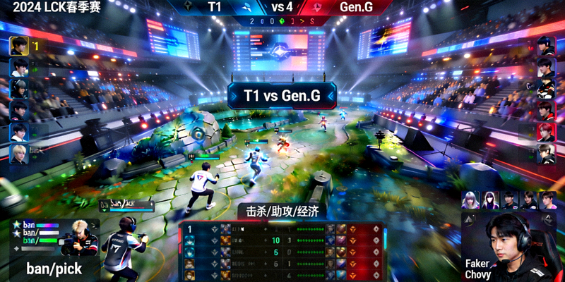 英雄联盟LCK春季赛T1对阵Gen.G比赛直播画面